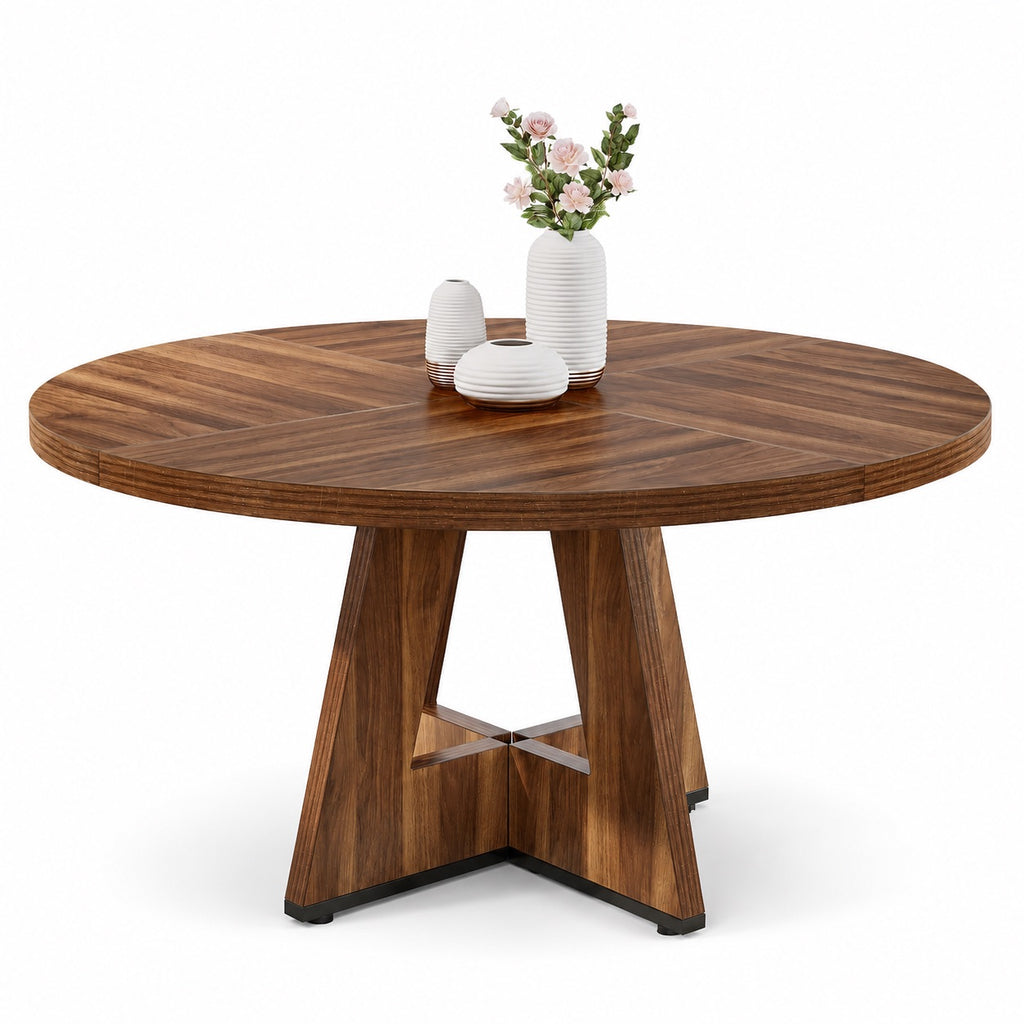 Table en bois ronde style ferme