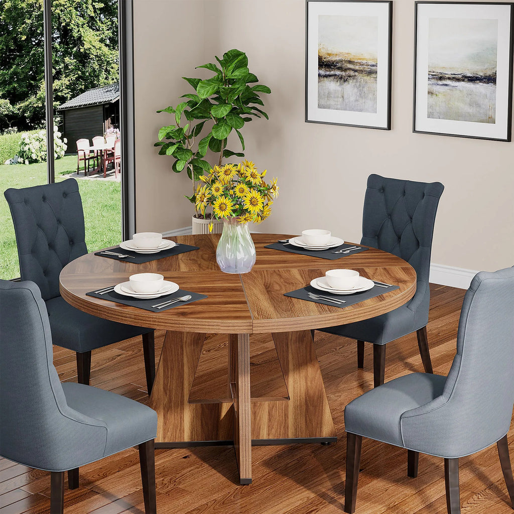 Table en bois ronde style ferme