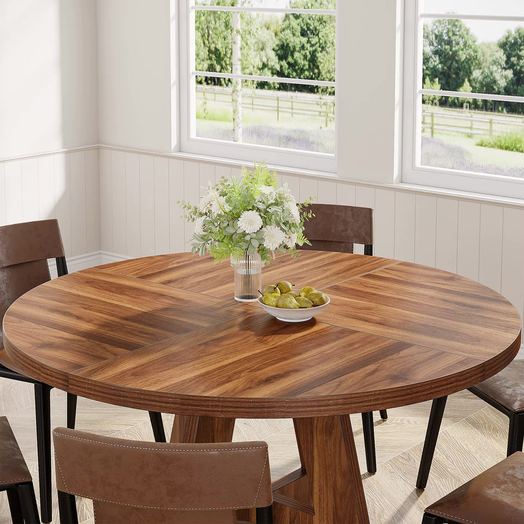Table en bois ronde style ferme