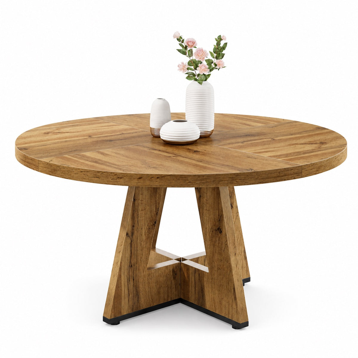 Table en bois ronde style ferme