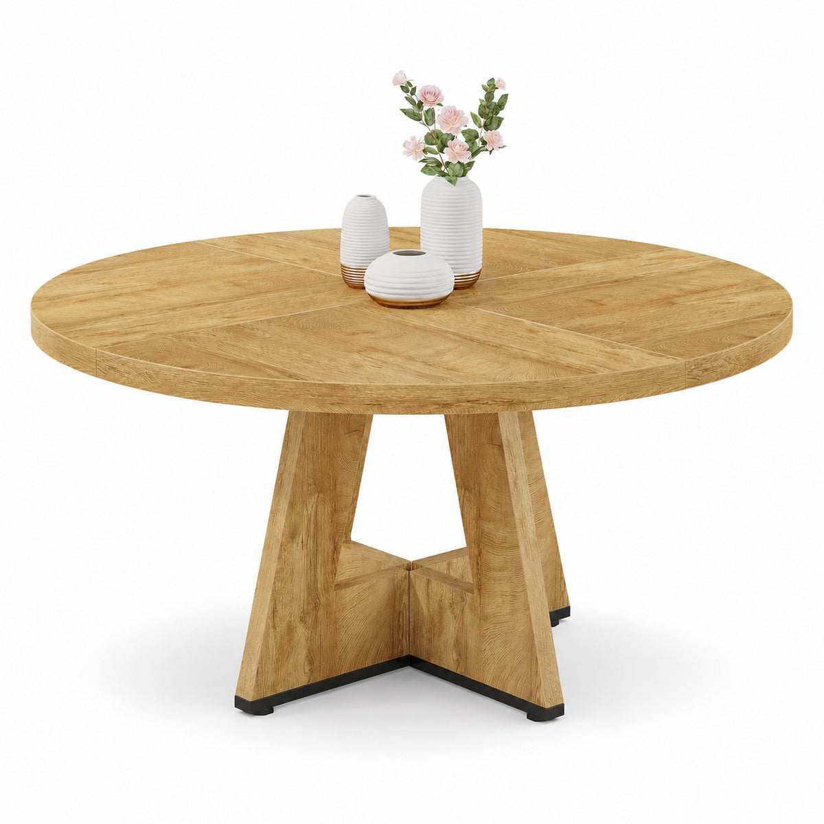 Table en bois ronde style ferme