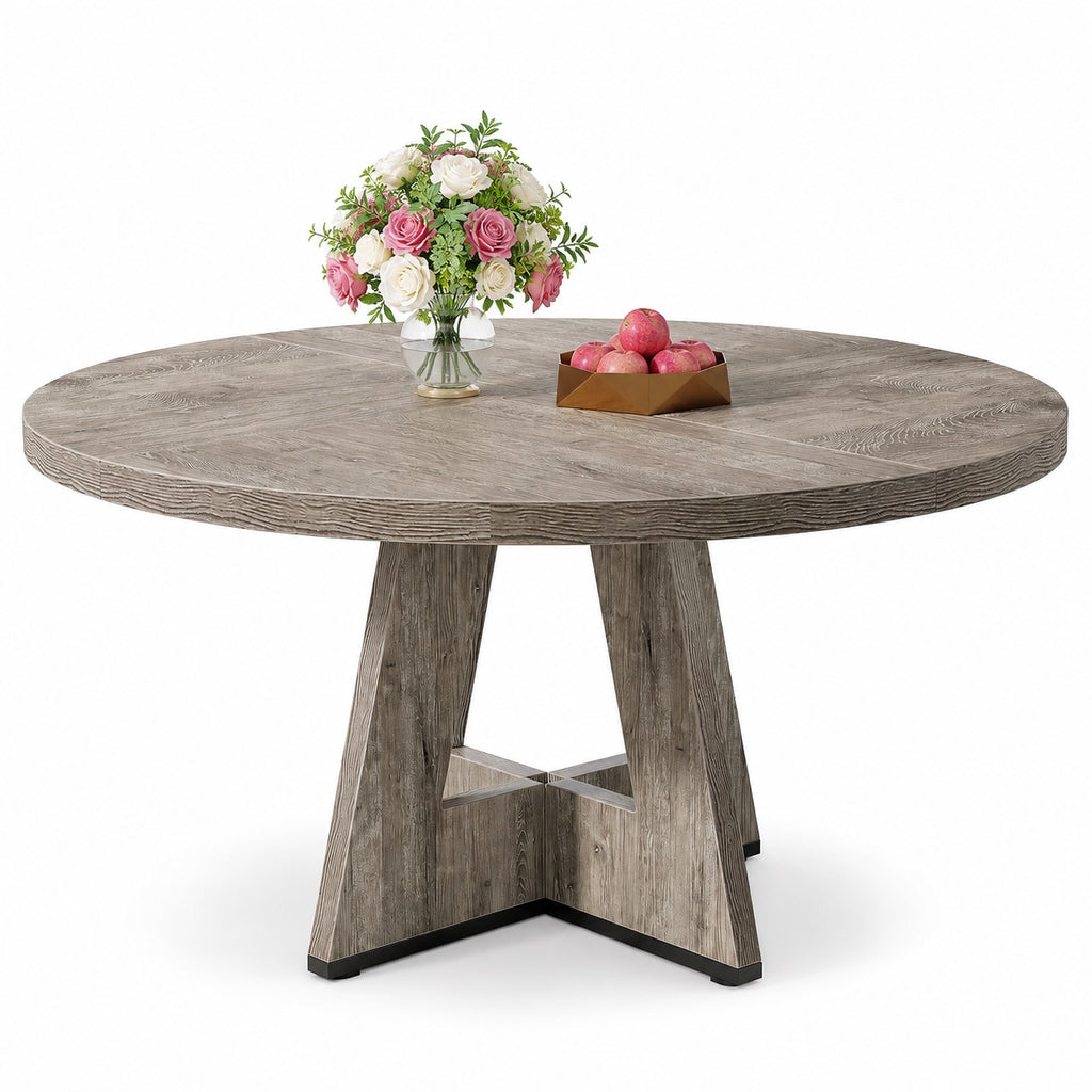 Table en bois ronde style ferme