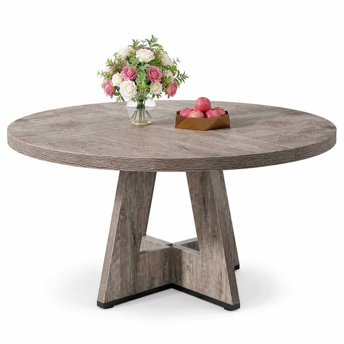 Table en bois ronde style ferme