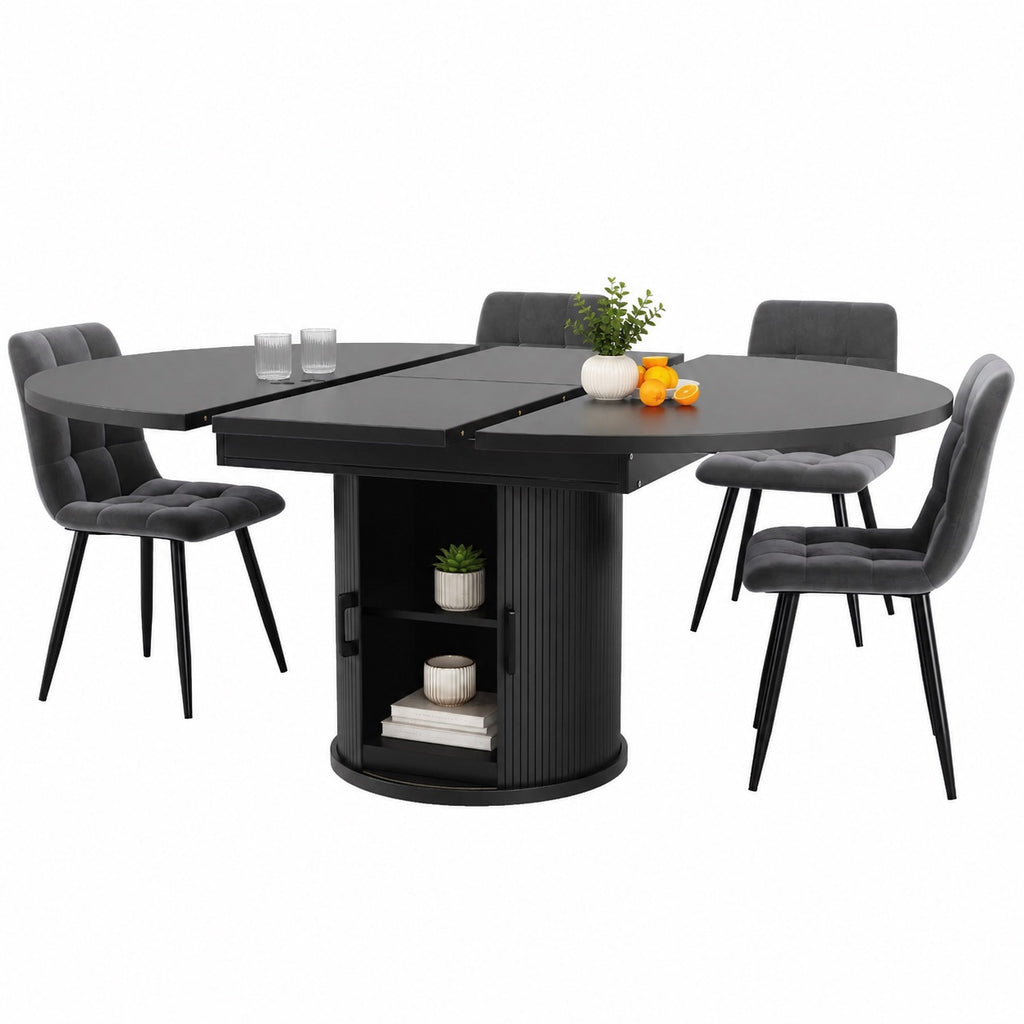 Table en bois extensible avec rangements