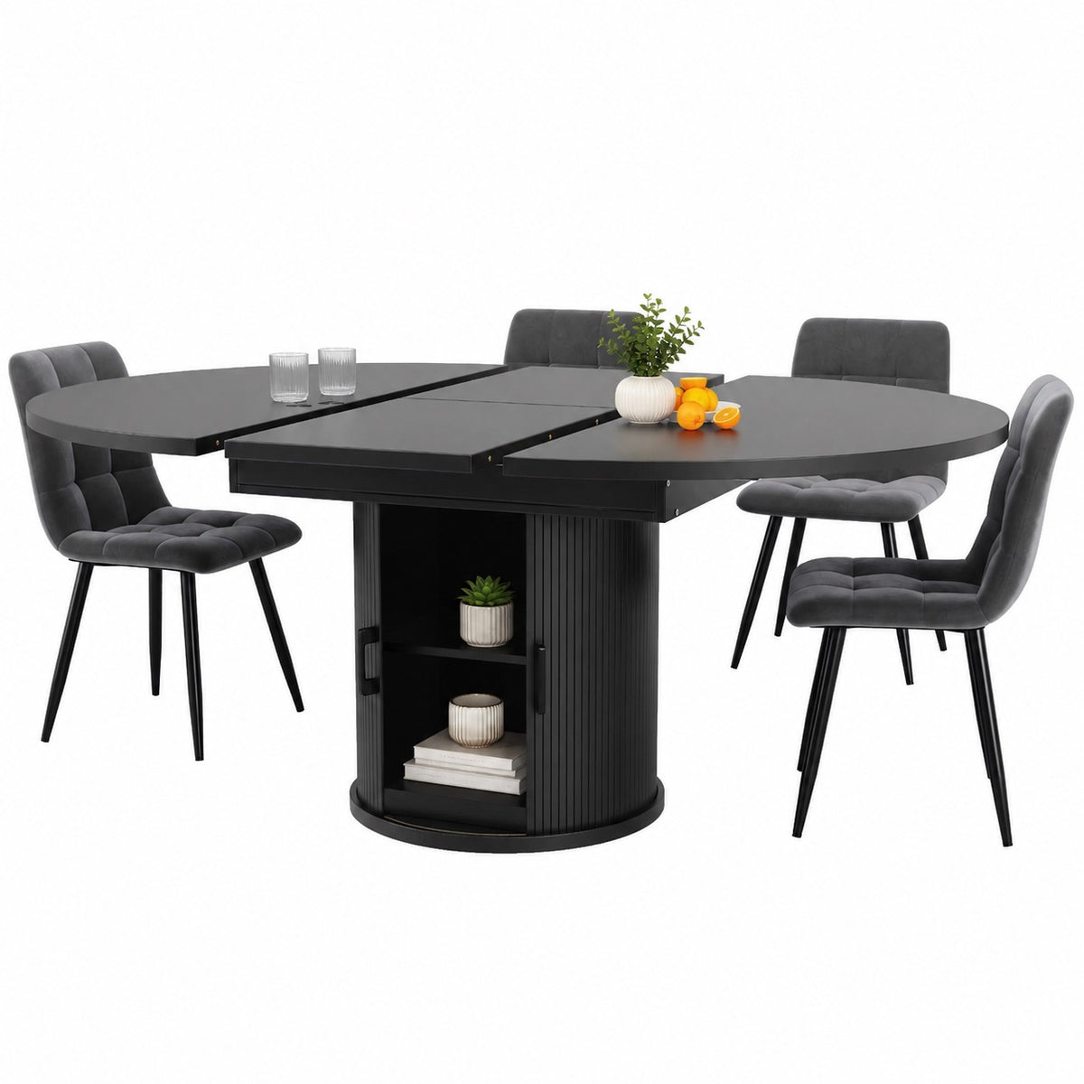 Table en bois extensible avec rangements