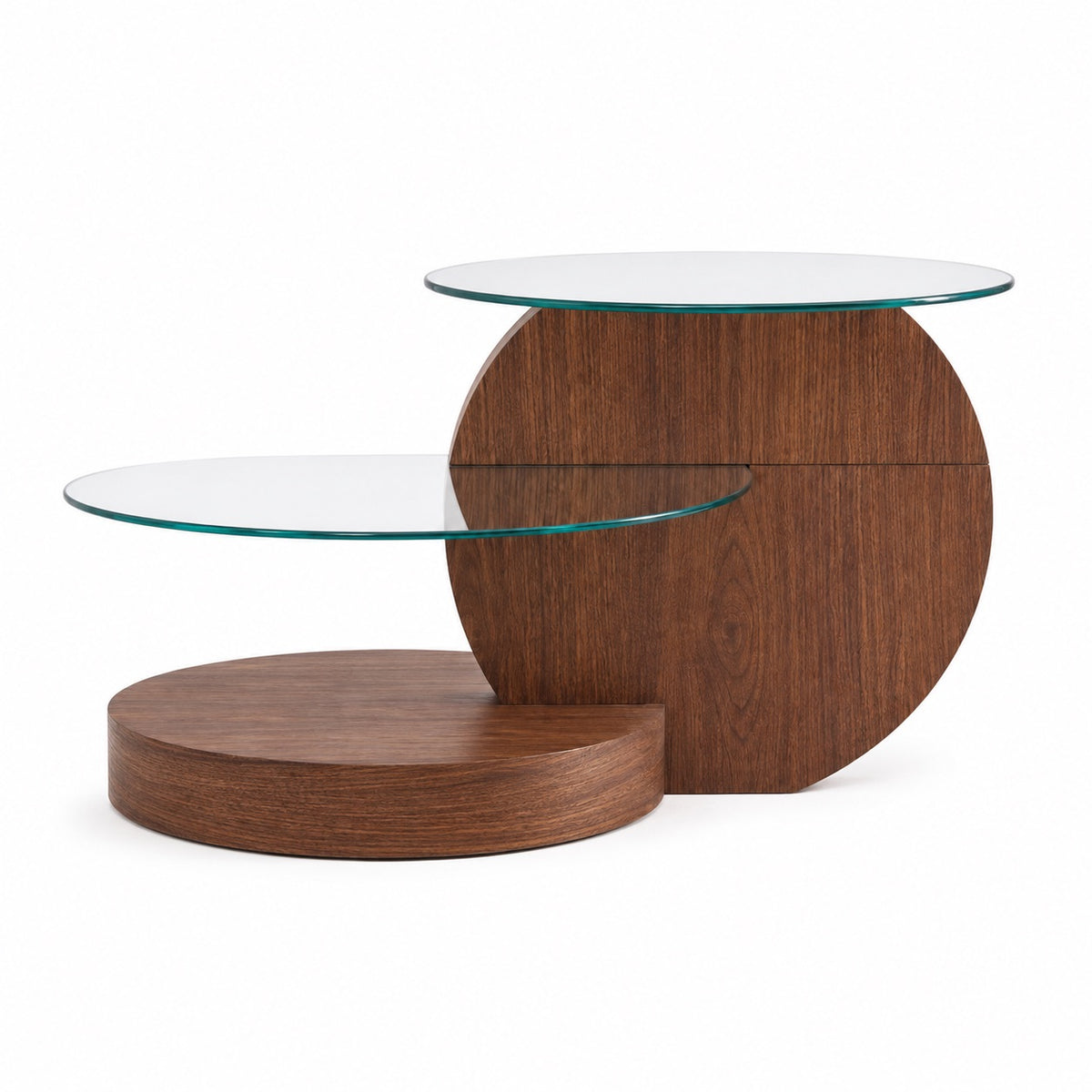 Table basse en bois avec plateau en verre