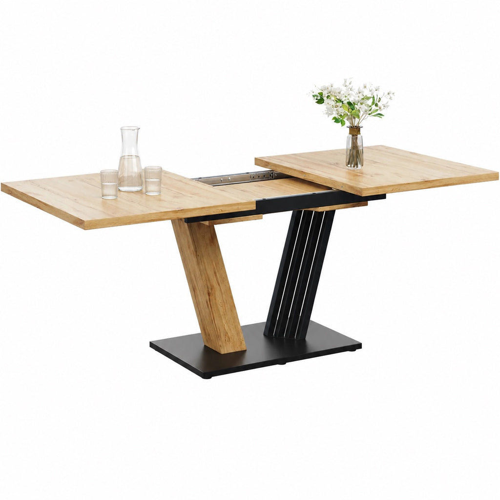 Table en bois et métal rectangulaire extensible