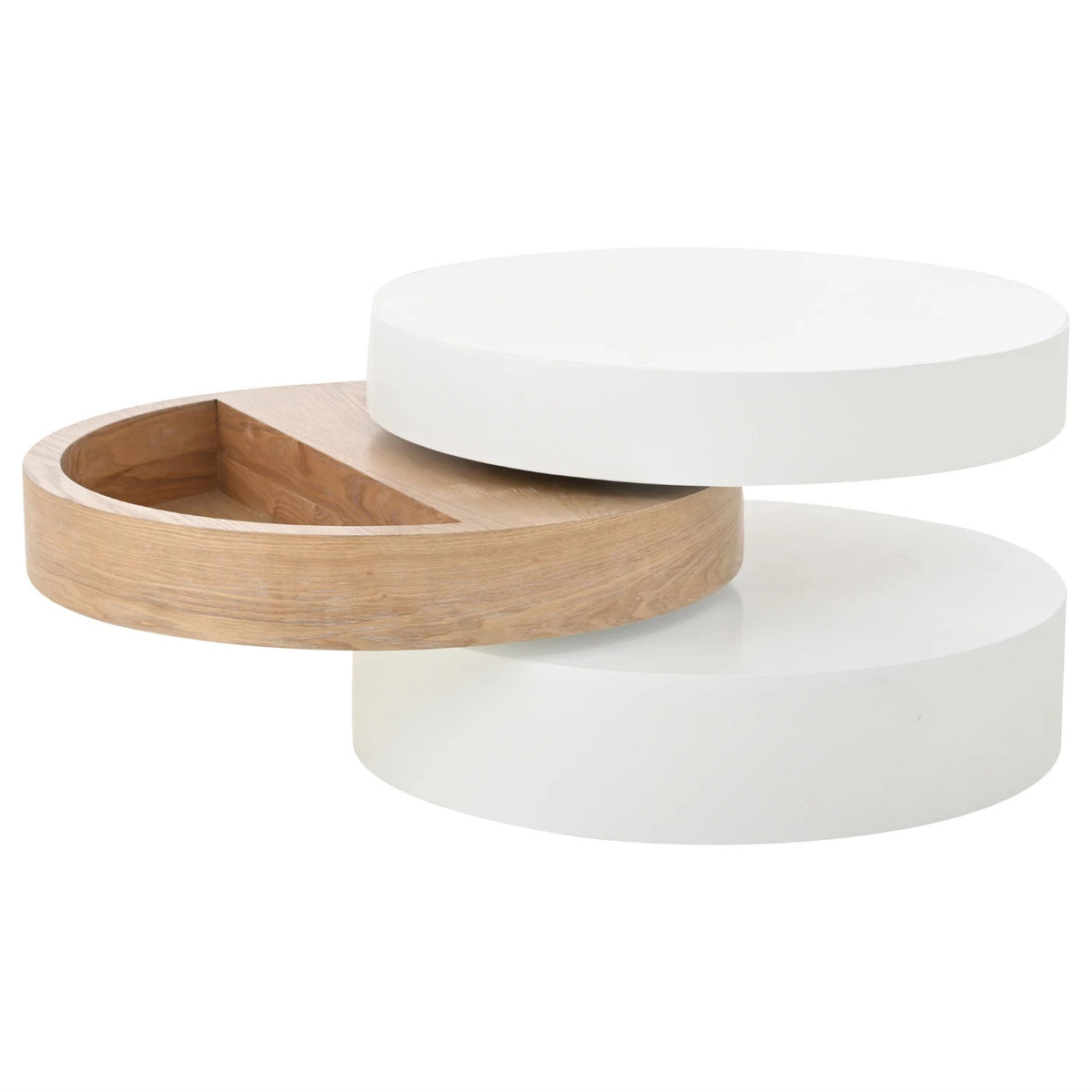 Table basse en bois ronde rotative