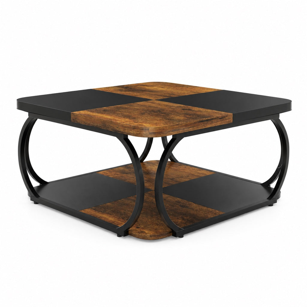 Table basse en bois et métal carré