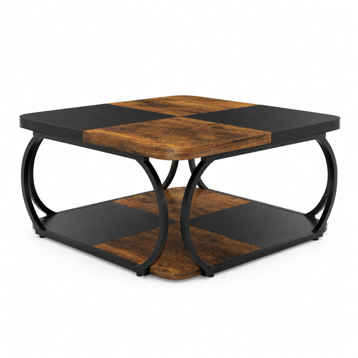 Table basse en bois et métal carré