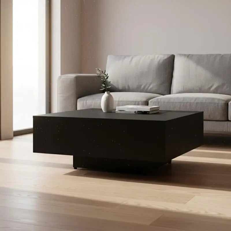 Table basse en bois noir profond rectangulaire