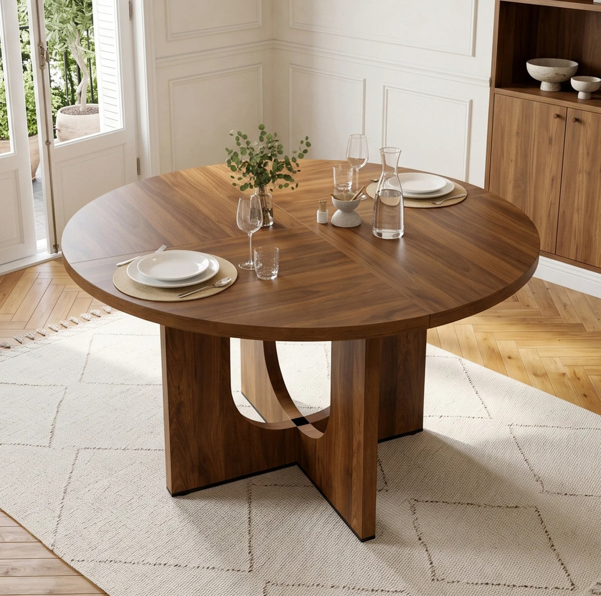 Table en bois ronde style scandinave