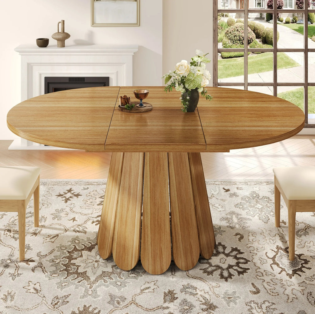 Table en bois naturel extensible