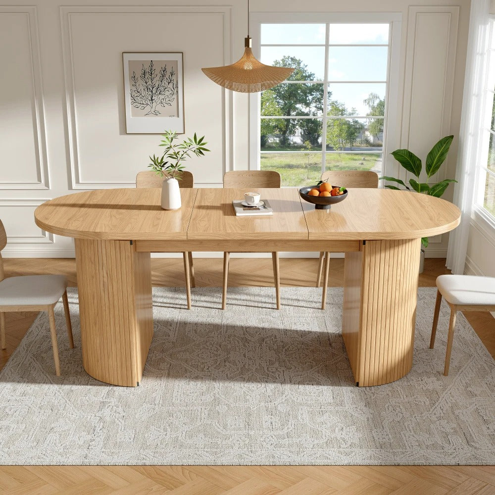 Table en bois extensible avec rangements cachés