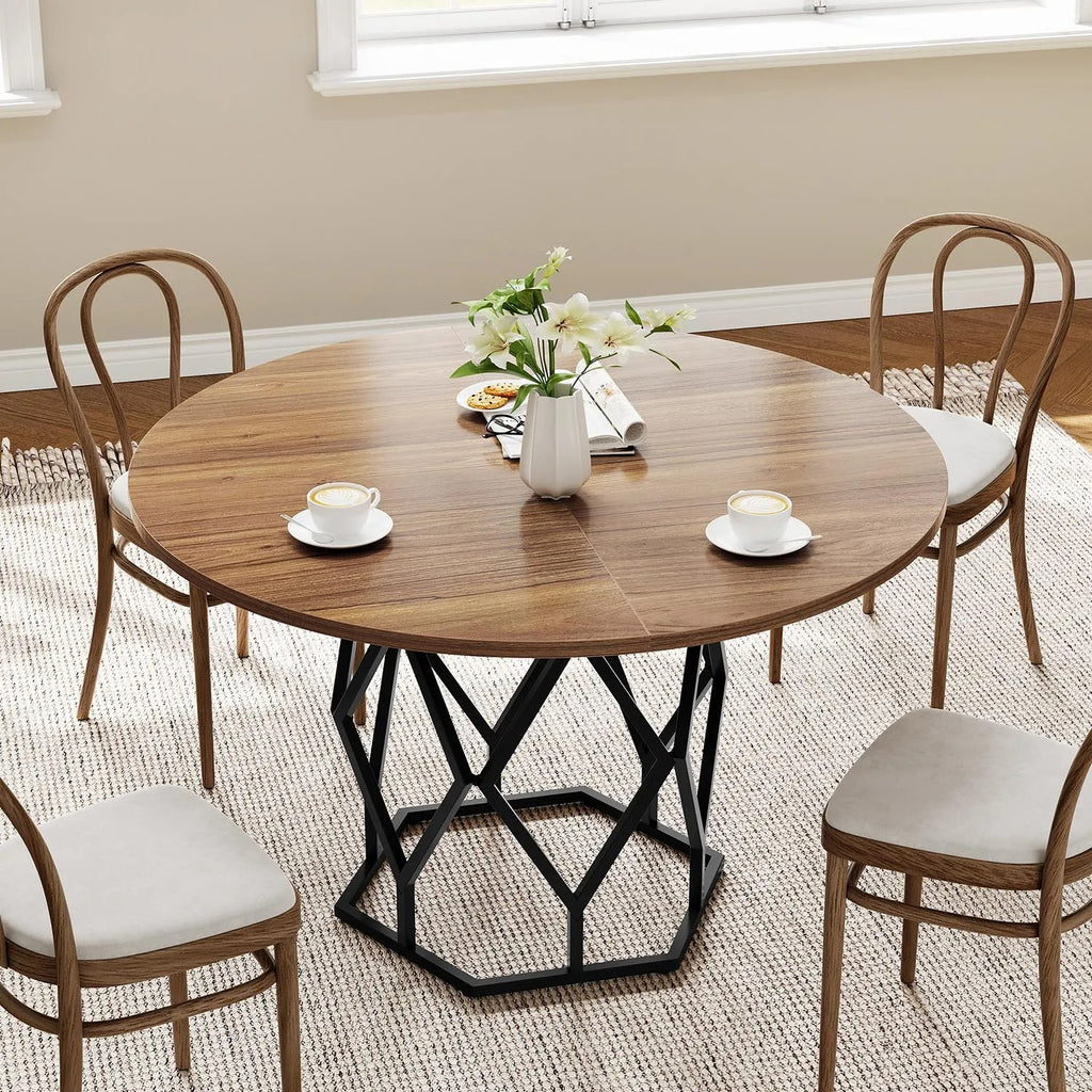 Table en bois ronde sur pied en alvéoles design
