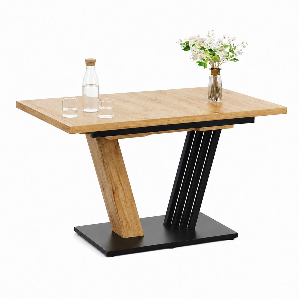 Table en bois et métal rectangulaire extensible