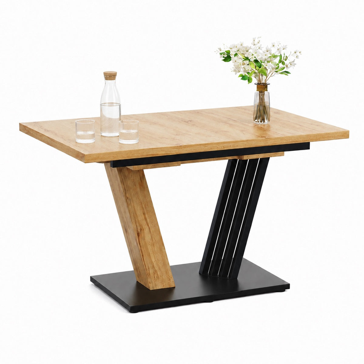 Table en bois et métal rectangulaire extensible